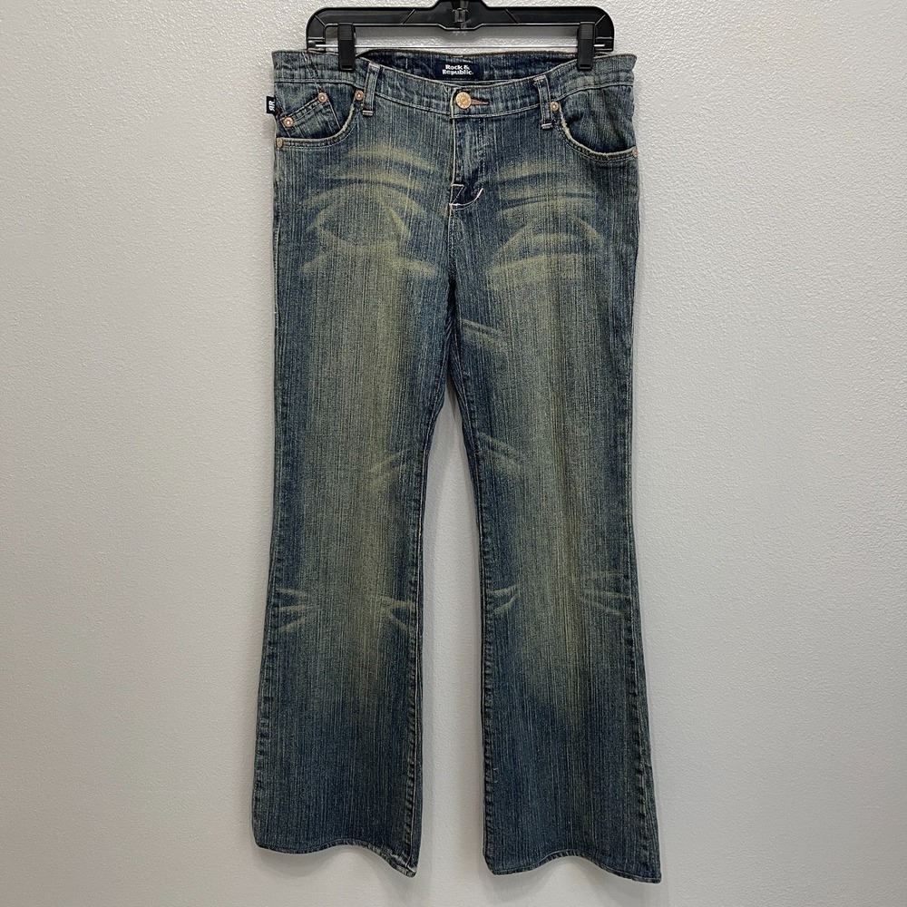 Rock & Republic Roth Rthva Women's Denim Jeans Pants Size 31 Blue Flared